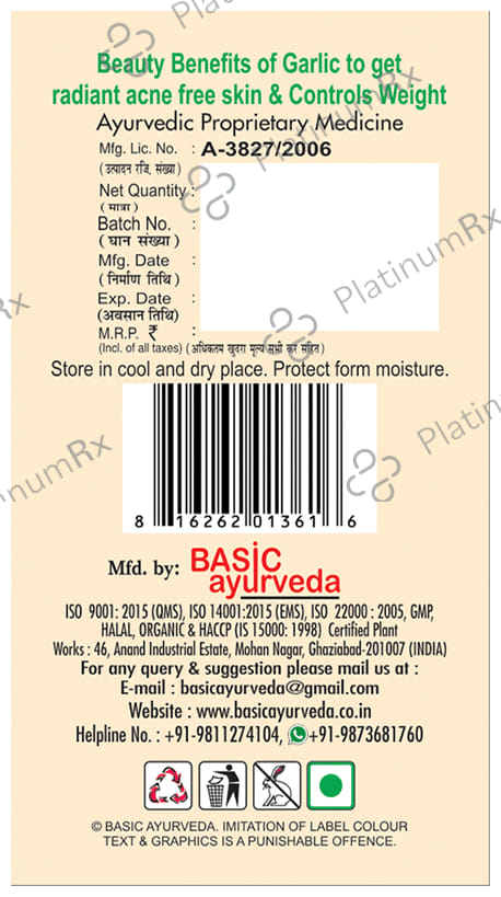 Basic Ayurveda Lahsun (Garlic) Tablet