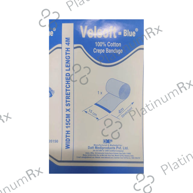Velsoft Bandage -Blue 100% Cotton Crepe 15cm x 4m