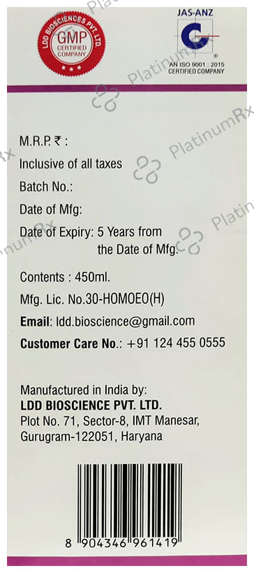 LDD Bioscience Mensol Plus Syrup 450 ml