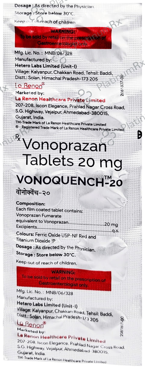 Vonoquench 20mg Tablet 10s