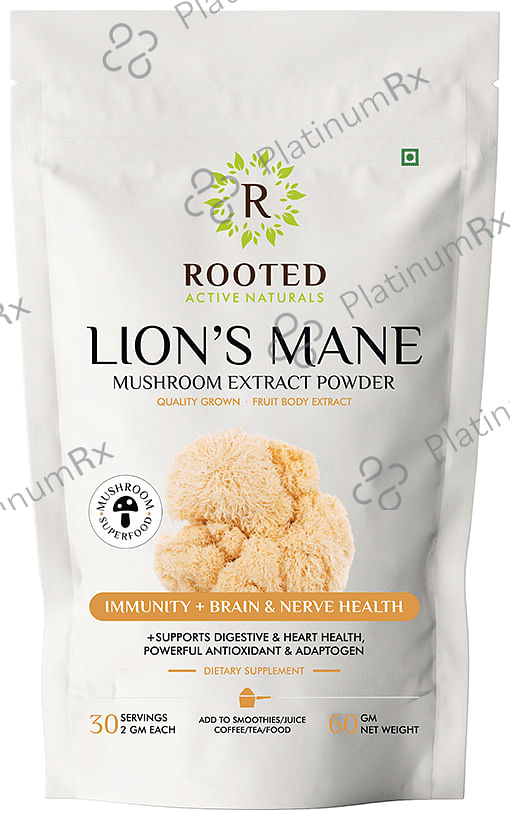 Rooted Active Naturals Lion's Mane Mushroom Extract Powder 60 gm