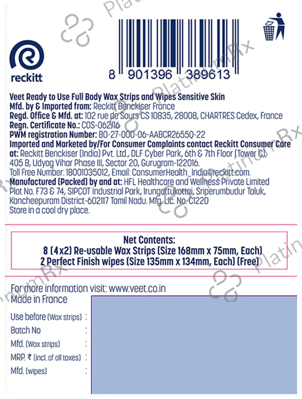 Veet Professional Waxing Strips Kit for Dry Skin, 8 Strips - Gel Wax Hair Removal for Women - Up to 28 Days of Smoothness - No Wax Heater or Wax Beans Required for Sensitive Skin