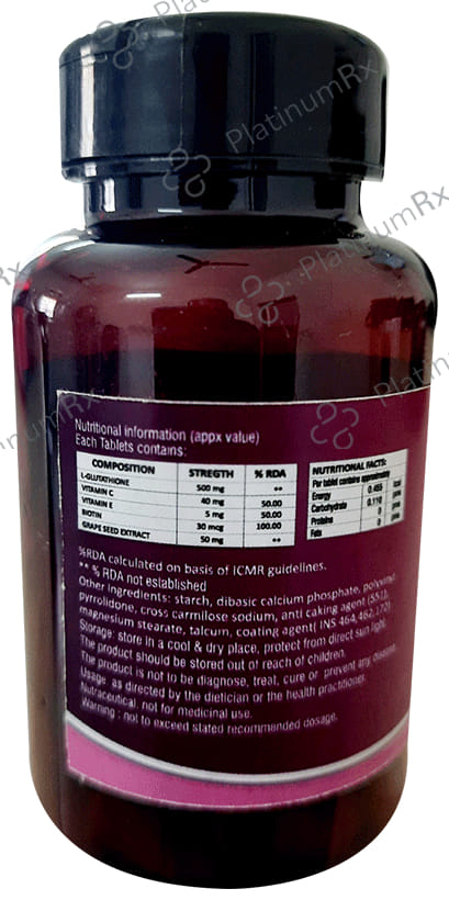Zustnutra L 500mg Glutathione Reduced Tablet 60s