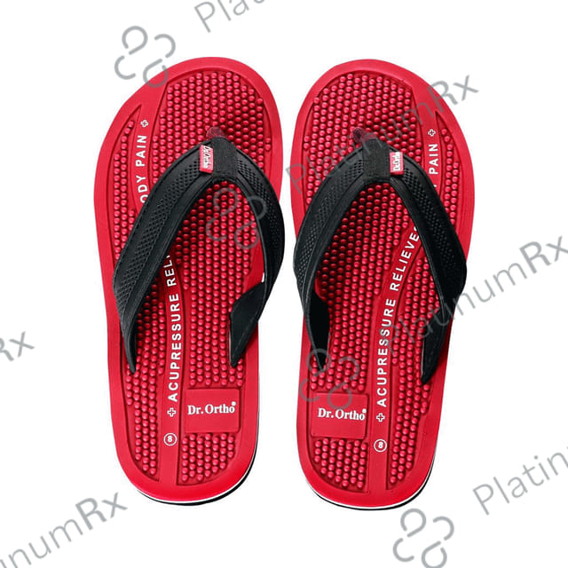 Dr Ortho Pain-Free Acupressure Slipper 7 Black & Red