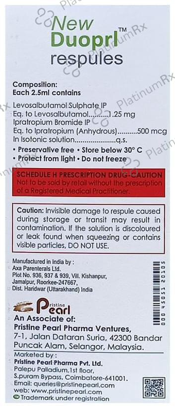 New Duoprl 500mcg/1.25mg Respules 5X2.5ml