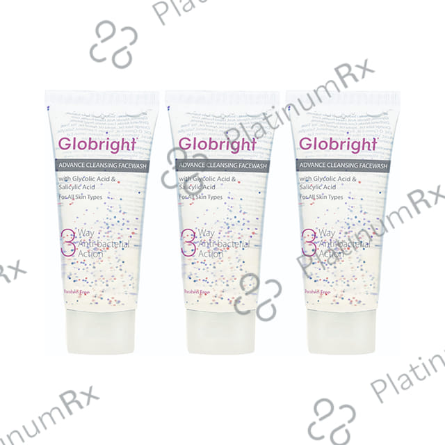 Globright 3 Way Anti-Bacterial Action Advance Cleansing Facewash (100ml Each) 3 Tube