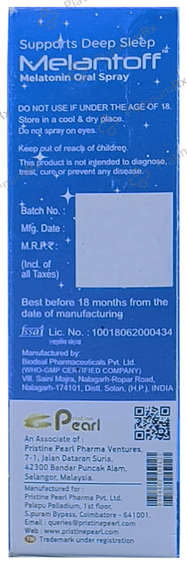 Melantoff Melatonin Oral Spray Sugar Free 15ml