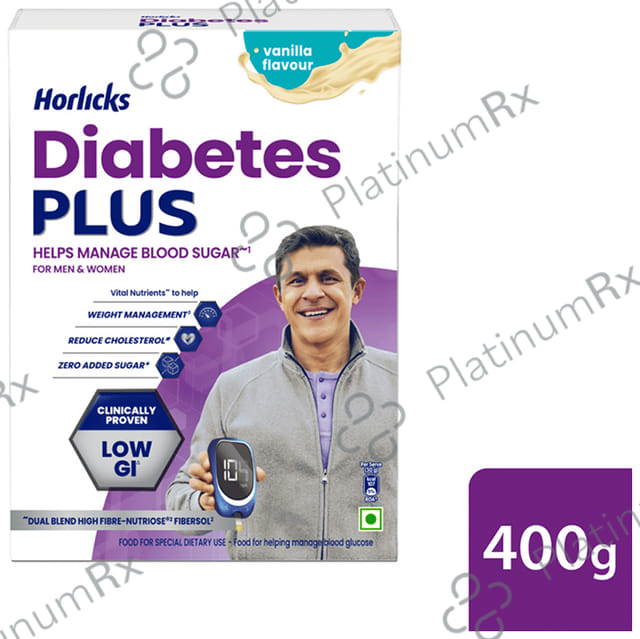 Horlicks Diabetes Plus for Blood Sugar & Weight Management - No Added Sugar - Flavour Vanilla