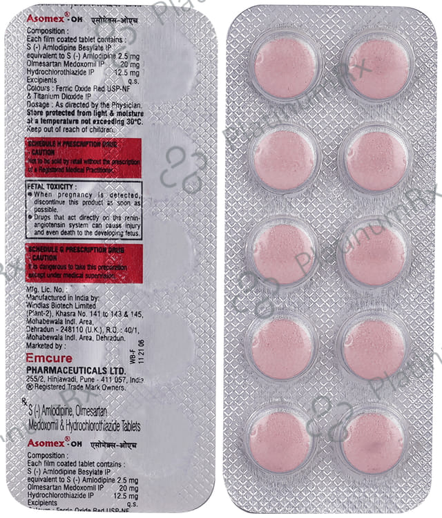 Asomex OH 20/2.5/12.5mg Tablet 10s