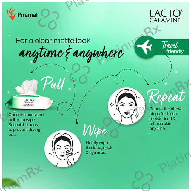 Lacto Calamine Daily Cleansing Wipes with Aloe Vera, Cucumber & Vitamin E