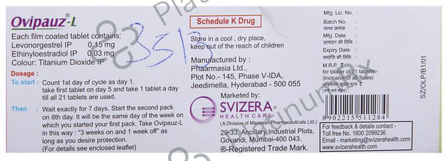 Ovipauz L 0.035/0.15mg Tablet 21s