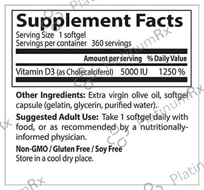 Doctor's Best Vitamin D3 5000IU Softgels - For Immunity, Heart & Bone Health 360 capsules
