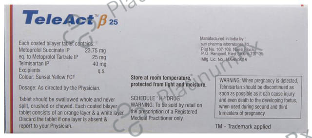 Teleact Beta 25/40mg Tablet ER 10s