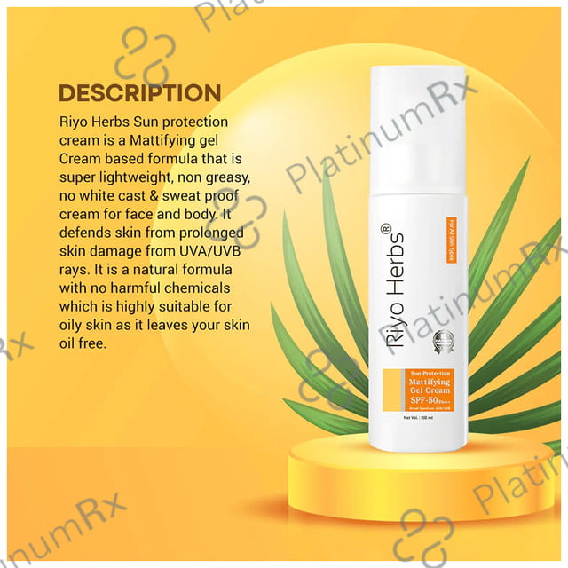 Riyo Herbs Sun Protection Mattifying Gel SPF 50 PA+++ Cream 100ml