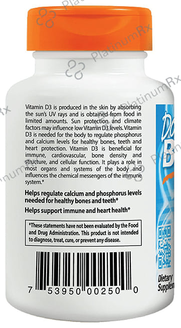 Doctor's Best Vitamin D3 5000IU Softgels - For Immunity, Heart & Bone Health 360 capsules