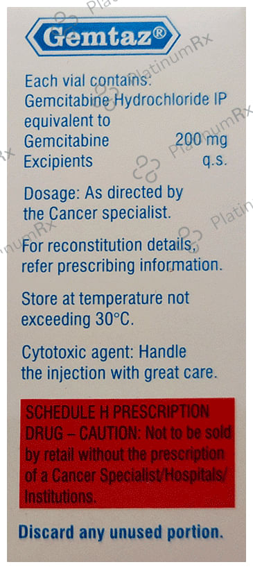 GEMTAZ 200 MG INJECTION