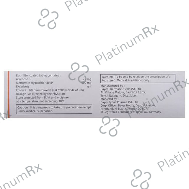 Glucobay M 25/500mg Tablet 10s