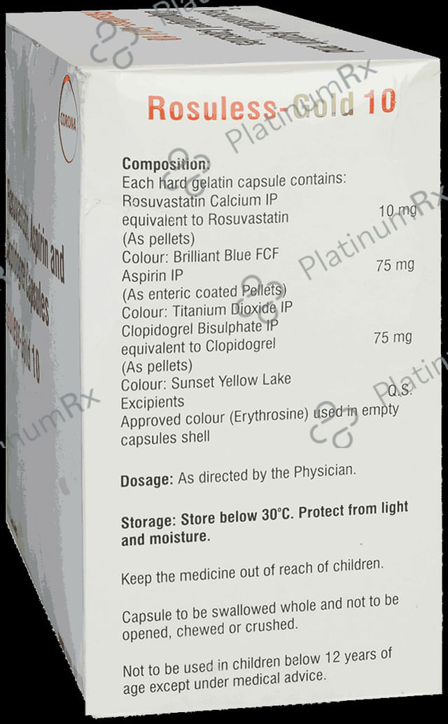 Rosuless Gold 10/75/75mg Capsule 15s
