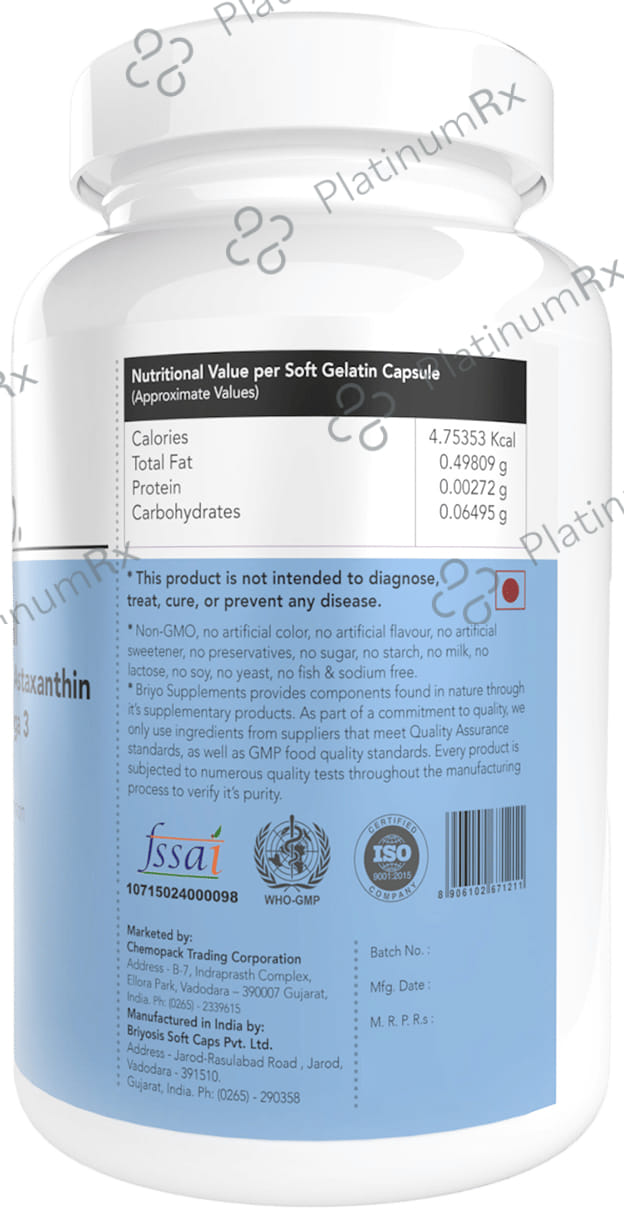 Briyo OptiVital with Zeaxanthin, Astaxanthin, Lutein & Omega 3 - Softgel for Eye Health & Nutrition