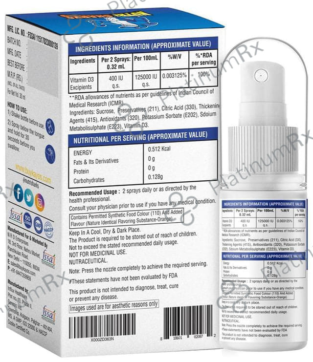 Nutri Sharks Vitamin D3 1250 IU/ML Spray