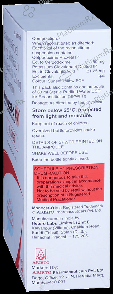 Monocef O CV 50/31.25mg Dry Syrup 30ml