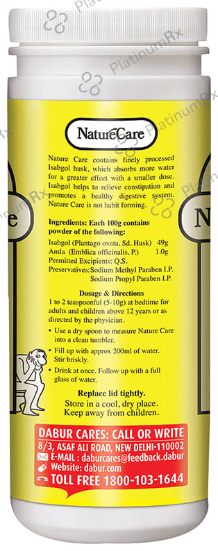 Dabur Nature Care Isabgol Powder - Eases Constipation & Supports Smooth Bowel Movement 375 gm