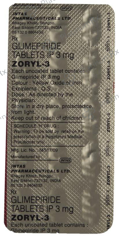 Zoryl 3mg Tablet 15s