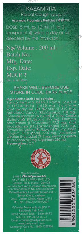 Baidyanath (Jhansi) Kasamrita Herbal Cough Syrup 200 ml