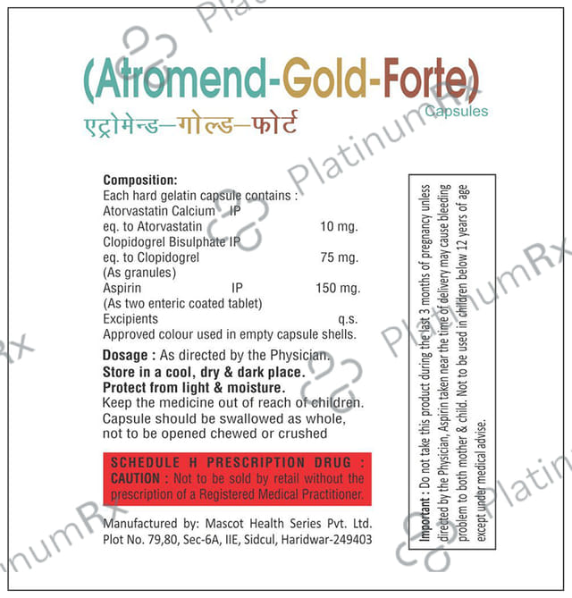 Atromend Gold Forte 10/150/75mg Capsule 10s