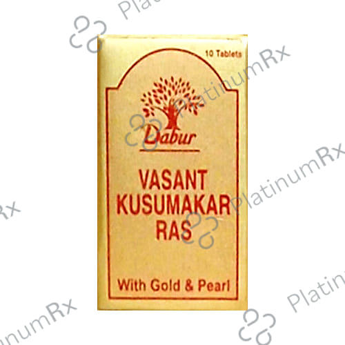 Dabur Vasant Kusumakar Ras with Gold & Pearl Tablet - For General Weakness, Heart Health, Immunity & Antioxidant Support 10 tablets