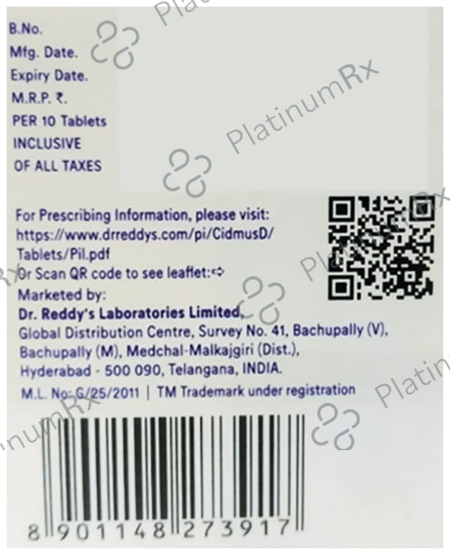 Cidmus D 50/5mg Tablet 10s