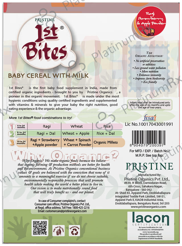 Pristine 1st Bites (10 Months 24 Months) Stage 3 Strawberry and Apple Powder 300gm