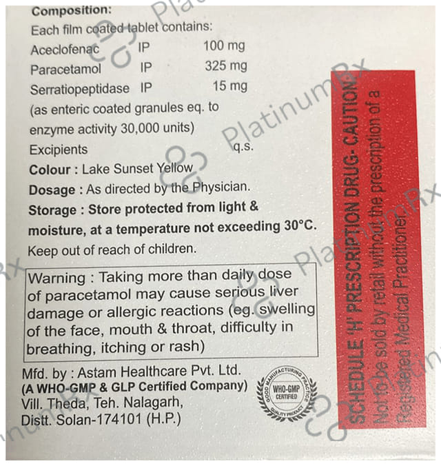 Acecloansh SP 100/325/15mg Tablet 10s