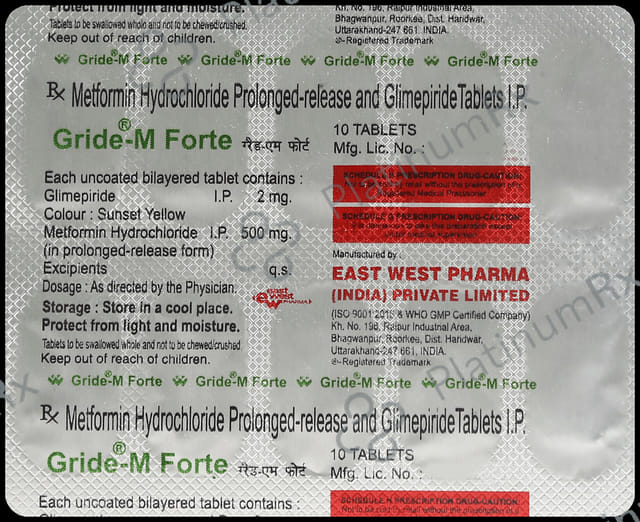 Gride M Forte 2/500mg Tablet PR 10s