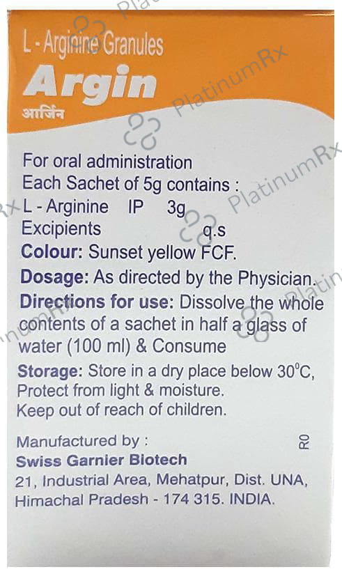 Argin 3000mg Orange Flavour Sachet 5gm