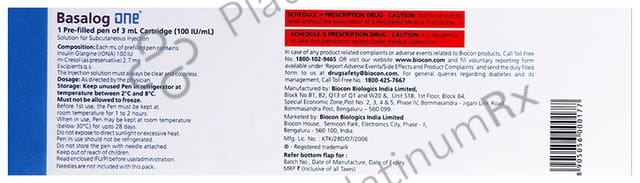 Basalog One (100 IU/ml) (1*3ml Disposable Pen) 3ml