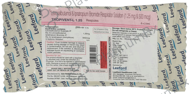 Tropivent L 1.25mg/500mcg Respules 5X2.5ml