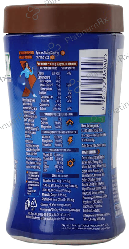 Horlicks Drink with Vitamin C, D & Zinc - For Bones & Metabolism - Flavour Chocolate Delight 200 gm