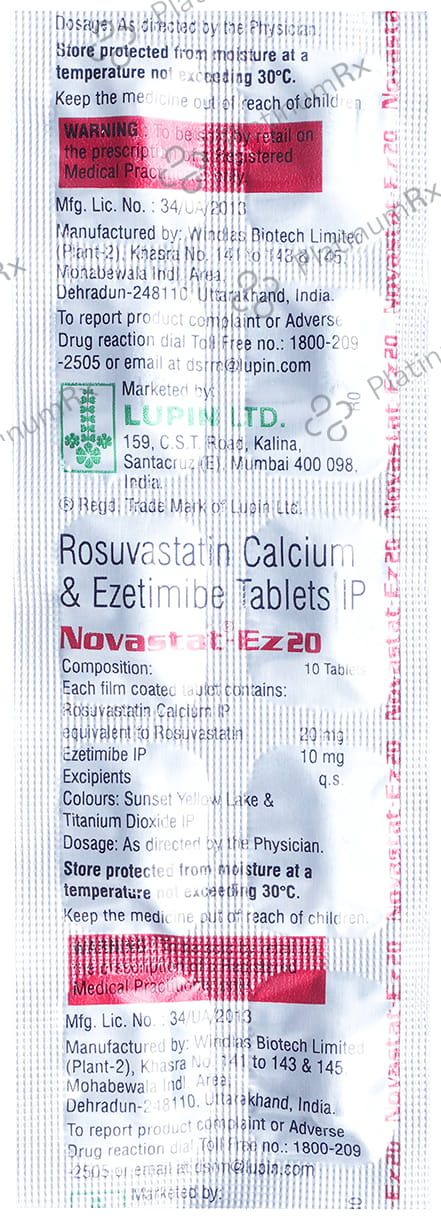 Novastat EZ 20/10mg Tablet 10s