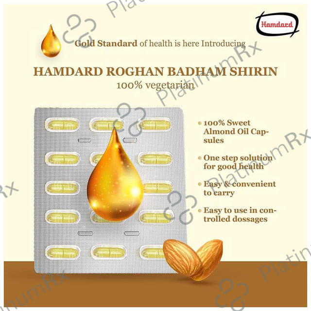Hamdard Roghan Badam Shirin Pure Almond Oil/Badam Tel Capsule