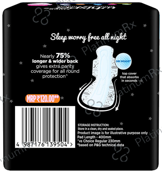 Whisper Bindazzz Nights Pads - Size XXXL 4 pads