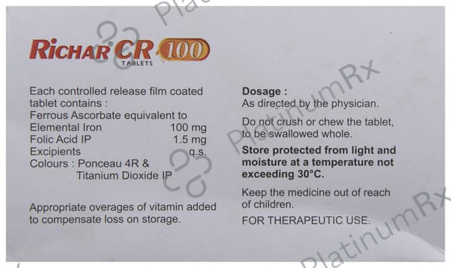 Richar CR 100 100mg/1500mcg Tablet 10s