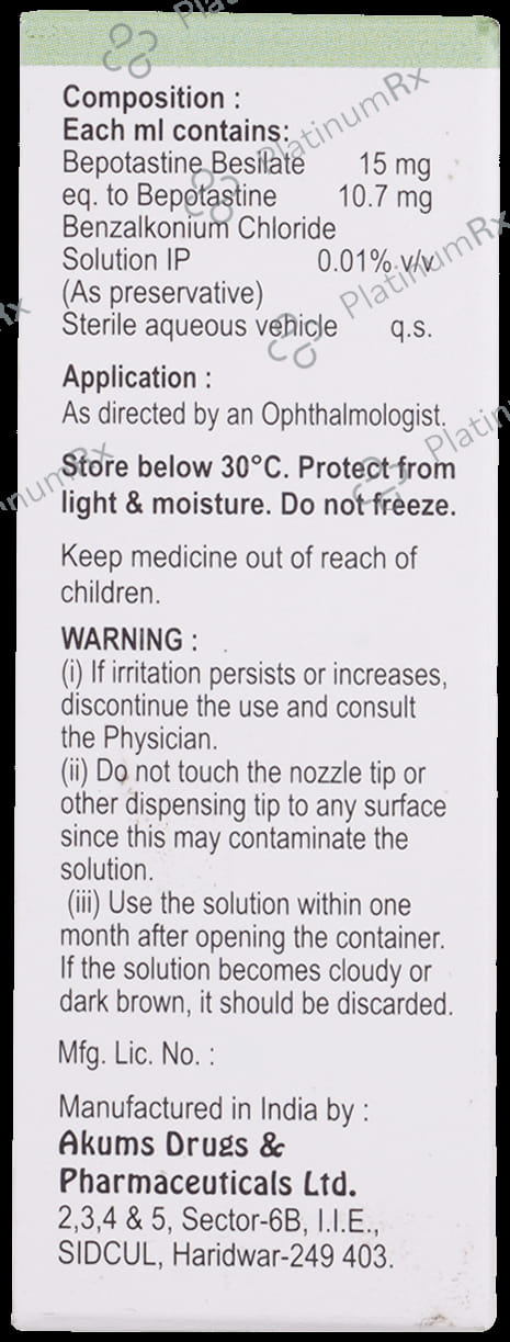 Bepotime 1.5% Ophthalmic Solution 5ml