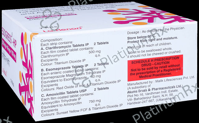 Esogress HP Combipack 750/500/40mg Tablet 1s