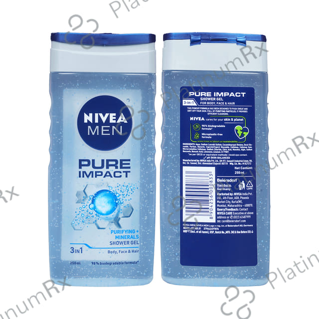Nivea Men Shower Gel for Body Skin & Hair Pure Impact 250 ml