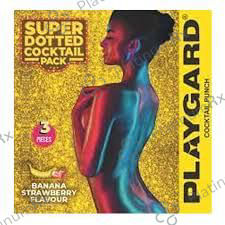 Playgard Cocktail Super Dotted Banana and Strawberry Flavored Condom 3s