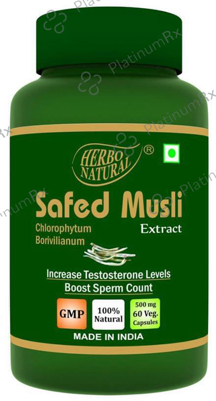 Herbo Natural Safed Musli (Chlorophytum Borivilianum) Extract 500mg Veg Capsule