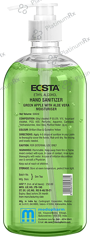 Eqsta Green Apple with Aloe Vera Moisturiser Hand Sanitizer