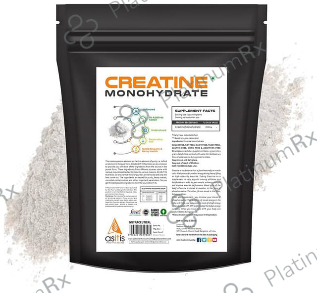 AS-IT-IS Nutrition Creatine Monohydrate for Muscle Building - No Additives or Preservatives 250 gm