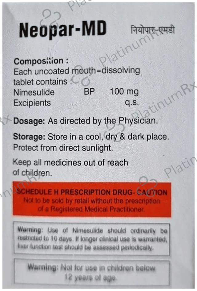 Neopar 100mg Tablet MD